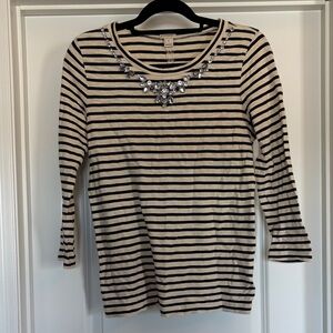 J. Crew Navy & Cream Striped Jewel-Neck Long Sleeve Top